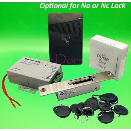 DIY Rfid waterproof Door Access Control Kit Set with No or Nc Electric Strike Lock+10 RFID keyfob Card Full Door Lock System