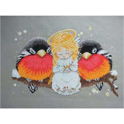 Angel and two little birds patterns counted 11CT 14CT DIY Cross Stitch Sets wholesale Cross-stitch Kits Embroidery Needlework