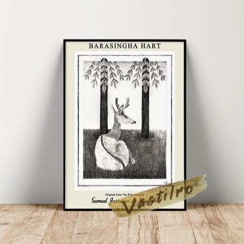 Samuel Jessurun De Mesquita Poster, Samuel Jessurun Barasingha Hart Wall Art, Vintage Animal Art Prints, Kids Room Wall Decor