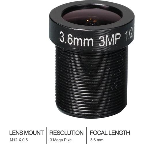 Witrue HD CCTV Lens 3MP 3.6MM M12*0.5 Mount 1/2.5 F2.0 80 degree for Security CCTV Cameras