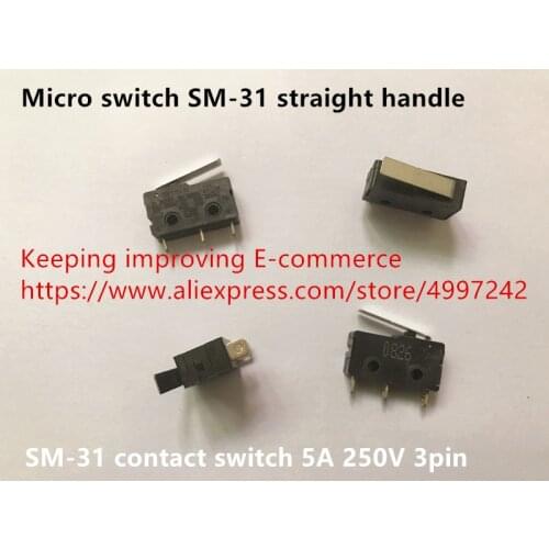 Original new 100% micro switch SM-31 straight handle 3pin contact switch 5A 250V
