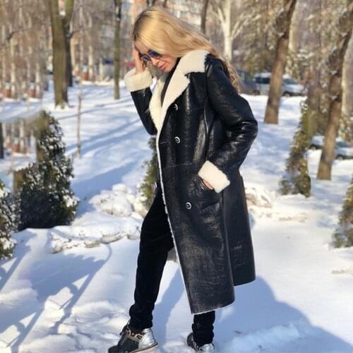 New Winter Womens Faux Leather Coats Long Cotton Casual Fur Hooded Jackets Thick Warm Winter Parkas For Female Overcoat Coat