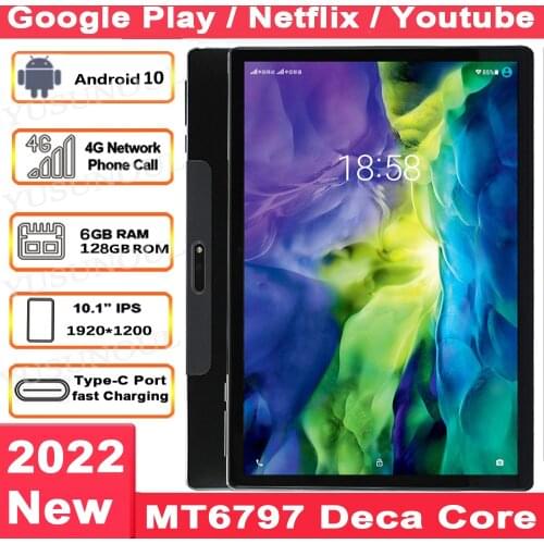 PUBG Game/Netflix/Google Play 10 inch Tablet MT6797 Deca Core 1920*1200 2.5K IPS Screen 4G LTE 6GB RAM 128GB ROM Tablet pc 10.1"