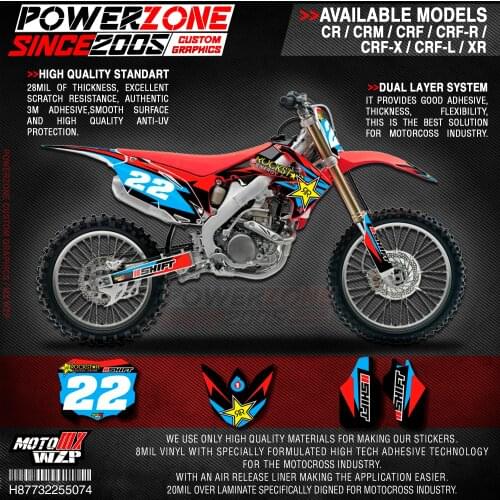 PowerZone Custom Team Graphics Backgrounds Decals 3M Stickers Kit For HONDA CRF250R 2010-2013 CRF450R 2009-2012 074