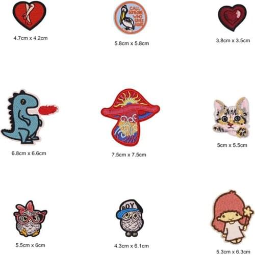 Heart Angle Dinosaur Patches Cap Shoe Iron On Embroidered Appliques DIY Apparel Accessories Patch Clothing Fabric Badges BU213