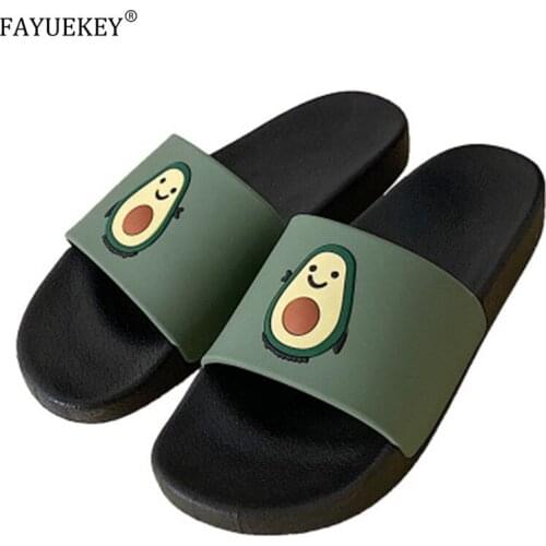 2020 New Fashion Summer Cartoon Avocado Women Slipper Casual Slides Outdoor Female Slippers Bathroom Non-slip flat Shoes