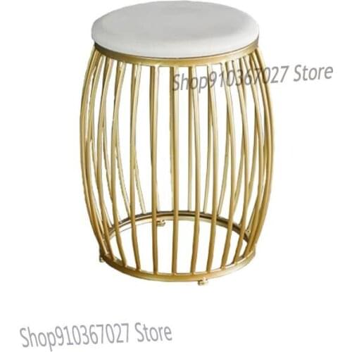 Nordic Iron Round Shoe Changing Stool Dressing Stool Home Creative Marble Dining Table Light Luxury Low Coffee Table Stool