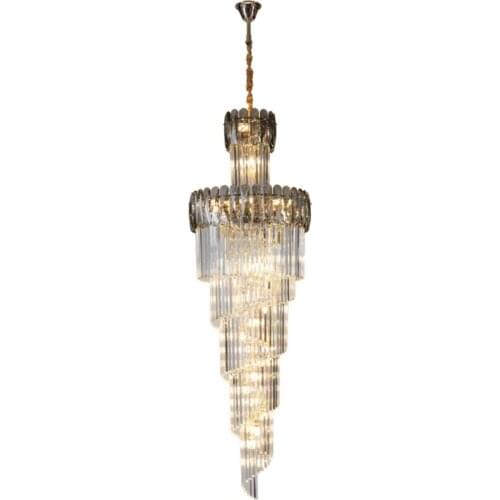 Modern Luxury Crystal Chandeliers Lighting Luster Smoky Gray/Amber Spiral Design Cristal Hanging Lamp For Hotel Home Decor E14
