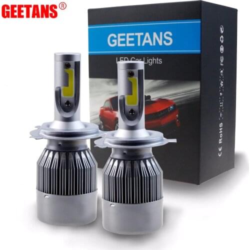 GEETANS H4 LED Headlight H7 H13 H11 H1 9005 9006 COB 60W Car LED Headlights Bulb Head Lamp 9004 Light Pure White 6000-6500K EH