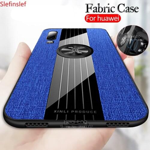 Fabric cloth phone case For huawei honor P40 p30 lite p20 20 pro 10 light 9x 10i 8x p smart 2019 stand Finger Ring back Coque
