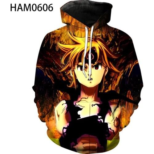 Seven dead sins 3D printing street fashion spring and autumn Hoodie Boys and girls cartoon youth Sweatshirt