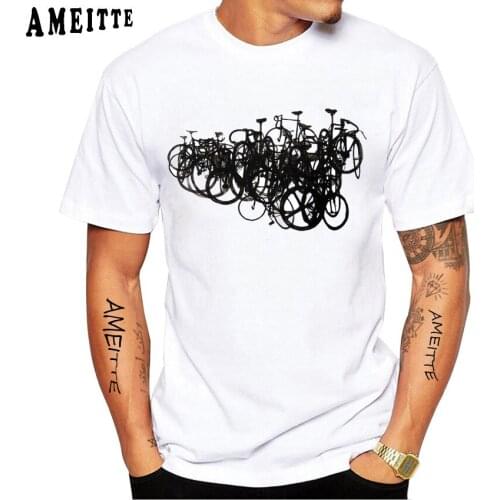 Vintage Funny Bike Design T-Shirt New Summer Men Short Sleeve Harajuku Bicycles Sport Lovers White Casual Tops Hip Hop Boy Tees