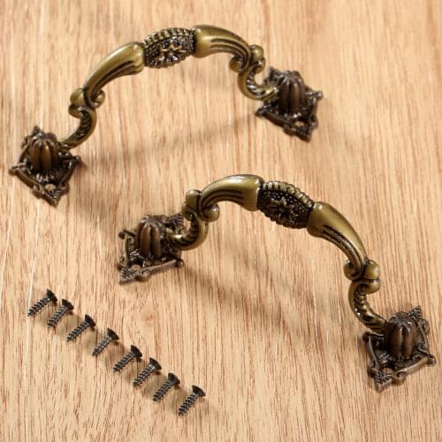 2sets Pull Handle Plastic Knob Vintage Cabinet Door Knobs screws Cupboard Drawer Wardrobe Antique Bronze Furniture Hardware