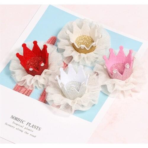 High Quality Girl Crown Hair Clip Tiara Side Hair Clip Princess Crown with Glitter Tulle Gold Silver Pretty Crown Hair Clip