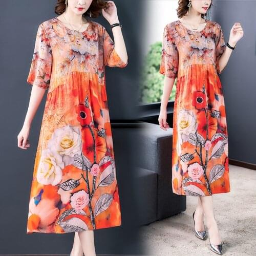 ZUOMAN Women Vintage Print 4XL Plus Size Chiffon Midi Dresses Summer Boho Casual Maxi Beach Dress Elegant Bodycon Party Vestidos