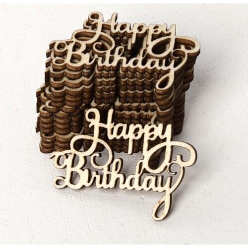 15Pcs "Happy Birthday" Laser Cut Wooden Slice Handcraft Letter Carving Wood Crafts Hanging Ornaments Home Party Decoration 2019