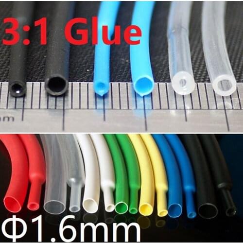 2M 1.6mm Diameter PE 3:1 Ratio Heat Shrink Tube Adhesive Lined Dual Wall With Thick Glue Wire Wrap Waterproof Kit Cable Sleeve