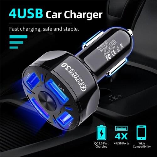 48W Quick Car Charge 7A Mini 4 Ports USB Fast Charging For iPhone 11 Xiaomi Huawei Mobile Phone Charger Adapter in Car