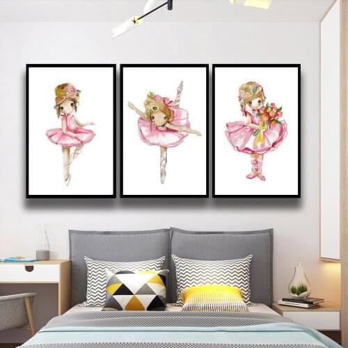 5D Dancing Girl Diamond Painting Crown Rose Flower DIY Diamond Embroidery Cross Stitch Art Cartoon Nordic Nursery Wall Decor
