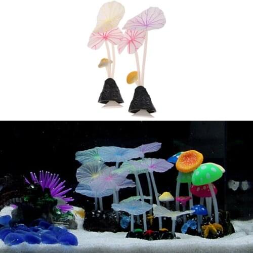 Aquarium Artificial Lotus Leaf Mushroom Glowing Fish Tank Ornament Decoration for aquarium