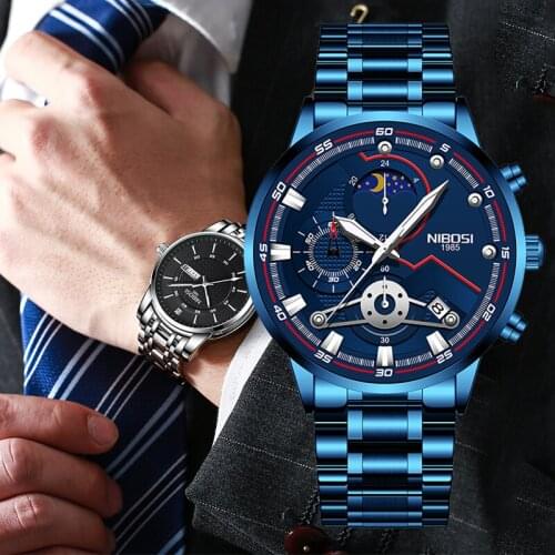 Special link NIBOSI часы мужские Men Women Watches Stainless Steel Waterproof Quartz Watch For Men Chronograph relogio masculino