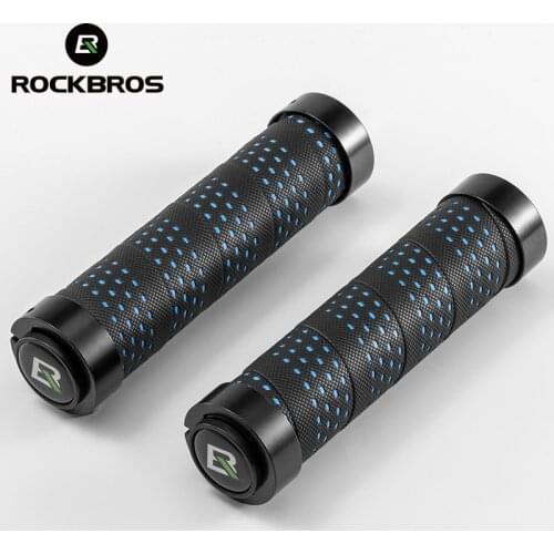 ROCKBROS Bike Handlebar Cover Grips Mountain Road Bicycle Handle Grip Anti-slip Shockproof PU Double Lock RIngs Bike Accessories