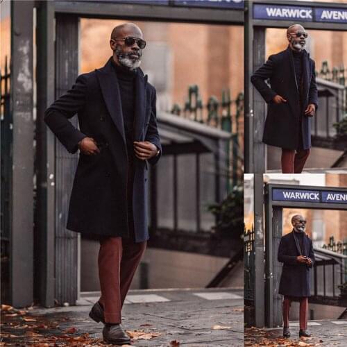 Warm Wool Mens Long Coat Jacket Handsome British Style Men Tuxedos Formal Business Mens Prom Dinner Blazer Suit Only One Piece