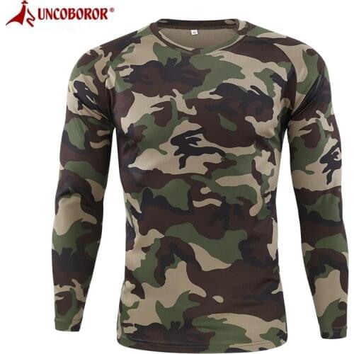 Mens Quick Dry Tactical Camouflage T-shirt Breathable Casual O-Neck Long Sleeve Shirt Combat Camo Army T Shirts Military Tops