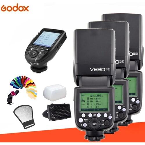 Godox Flash V860II*3 Li-Battery E-TTL HSS 1/8000s Camera Flash Speedlite + Xpro Trigger + Gift kit for Canon Nikon Sony Olympus