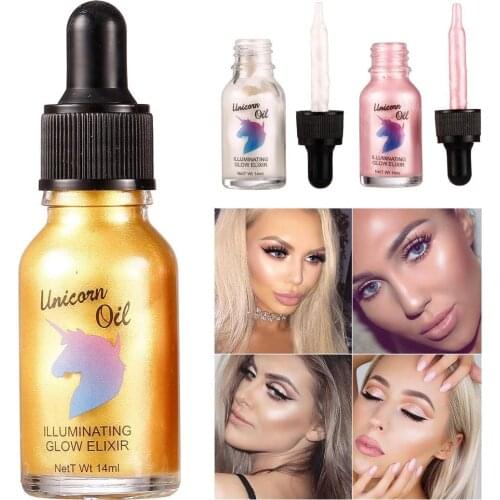 Face Makeup Primer Unicorn Oil Make Up Base Brighten Oil-control Whitening 24K Rose Glod Elixir Facial Illuminating Liquid