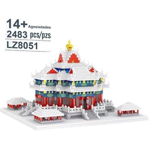 Lezi Mini Blocks Palatial Architecture Chinese Castle Building Bricks Snow Palace Kids Toys for Children Gifts Girl Present 8051