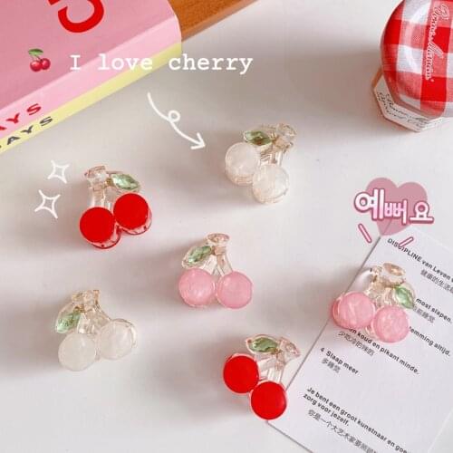 Lovely Small Cherry Hair Claw Clips Accessories For Women Girls Candy Acrylic Hairpin Crab Popular Red Pink Headwear Ornament