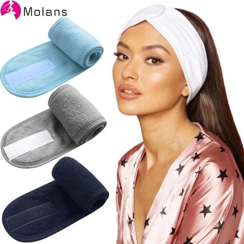 Molans Adjustable SPA Facial Headband Wide Hairband Yoga Bath Shower Makeup Wash Face Hair Band For Women Lady Hair Accessories