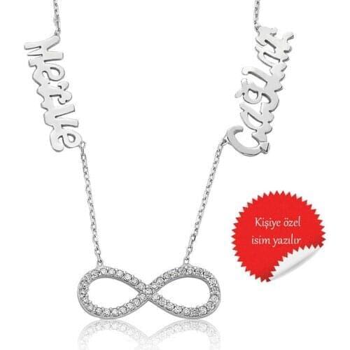 Real Silver 925 Jewelry Silver Infinity Two Is Lady Necklace