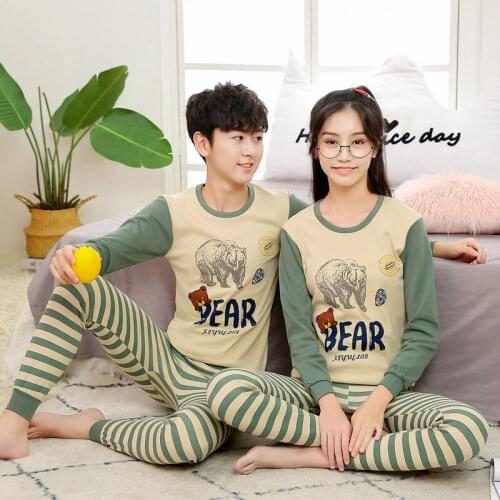 New Teen Pajamas Winter Cotton Sets Long Sleeve Pyjamas Kids Nightwear Boys Girls Home Clothes For Children 2pcs Tshirt Pant Set