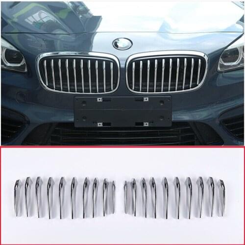 Stucke Silber Front Grill Streifenfur for BMW 2 Serie 218i Sport F45 46 2015-2017