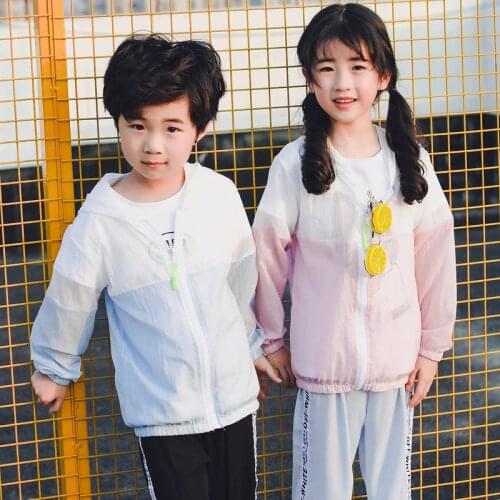 Casual Childrens Hooded Sun Protection Clothing Summer Baby Boys Girls Thin Coat Kid Beach Jacket Outwear