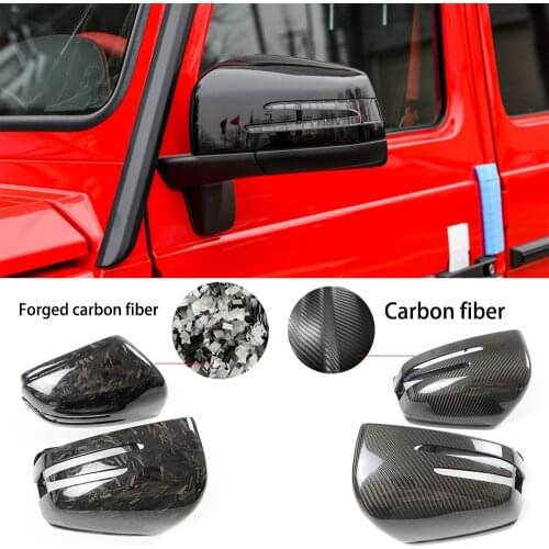 Real Forged Carbon Fiber mirror cover car rearview side mirror caps For Mercedes Benz G Class W463 updateG500 G550 G63 G65 12-18