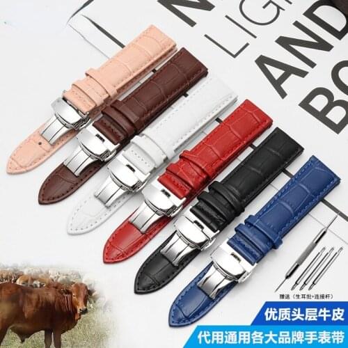 Genuine Leather Womens Watch Strap for Rossini EBOHR King of Heaven Seagull Butterfly Clasp Watch Band female Male WatchBand