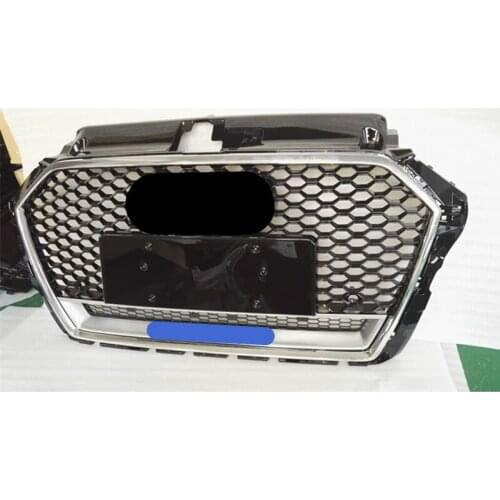 Car Front Bumper Grill Center Grille for Audi A3/S3 8V 2017 2018 2019 (Refit for RS3 Style) Car Front Bumper Grille