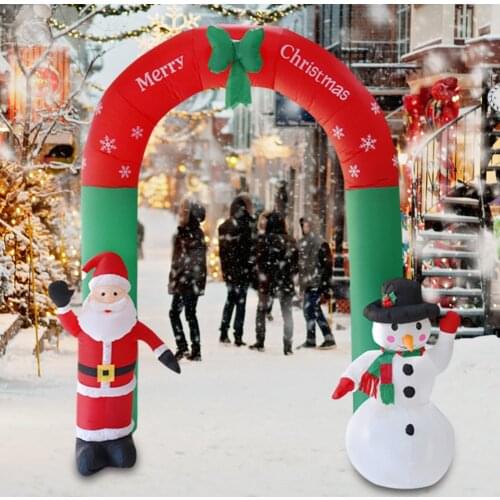 2.4m High Christmas Inflatable Archway 3D Cartoon Yards Arch with Santa Claus Snowman for Xmas New Year Party Gift