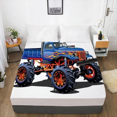 Cartoon Childrens Elastic fitted sheet bed sheet With An Elastic Band 160x200 Mattress Cover Bed cover for kids baby Car fire