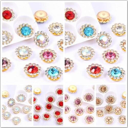 50 Claw Cup Glass Rhinestones Strass Shiny Crystals Stones Trim Gold Base Sew on Rhinestones For Clothes DIY Sewing Accessories