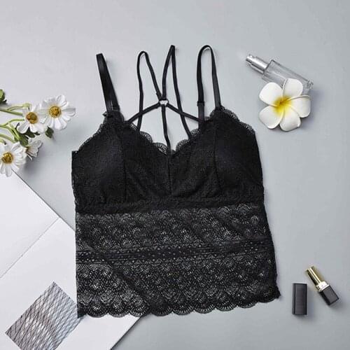 Women Sexy Vest Chest Padded Tank Tops For Women Fitness Underwear Lace Bralette Crop Top Hot sale 2020