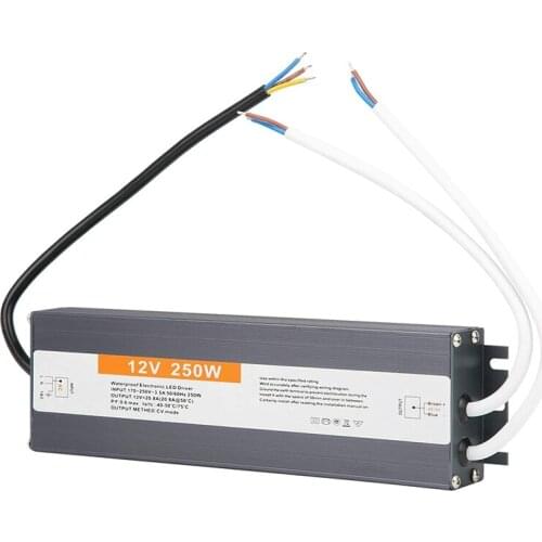 Outdoor Waterproof LED Power Supply Transformer AC170‑250V DC12V 20.8A 250W IP68 Ultra Thin Switching Power Supply