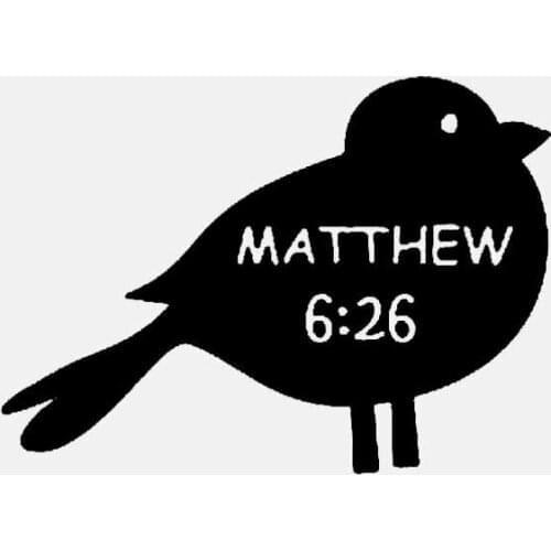 Car stickers motorcycle cartoon, vinyl sticker, Bible Scripture, Matt 6:26, Christian Decal PVC, 14 cm x 10 cm