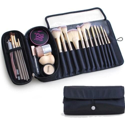 Large-capacity brush cosmetic bag cosmetic brush folding roll pack travel cosmetics portable storage bag makeup pouch organizer