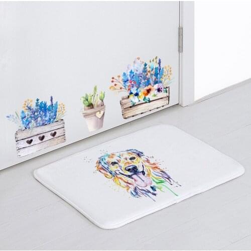 Funny Pet Dog Carpet Watercolor Corgi Dog Goldendoodle Husky Bulldog Coral Fleece Floor Mat Decorative Interior Entrance Carpet