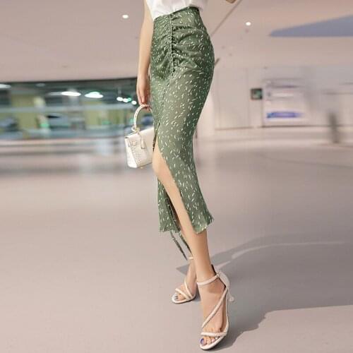 2021Summer Midi Skirts Womens Casual Temperament Lady Elasticity High Waist Simple Elegant Long Skirt Women