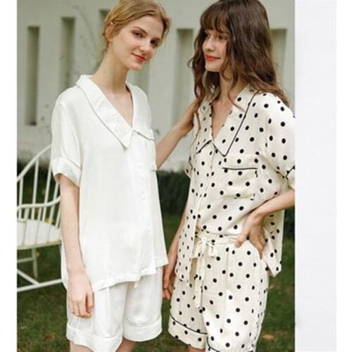 Spring and Summer Womens Pajamas Home Service Korean Version of Solid Color Short-Sleeved Shorts Two-Piece Ladies Pajamas